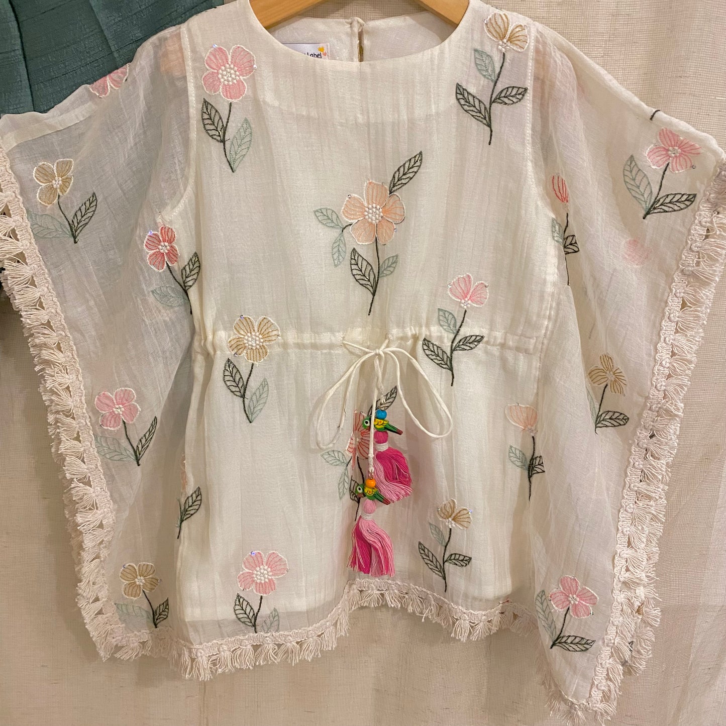 Embroidered Floral Mul Kaftan Set