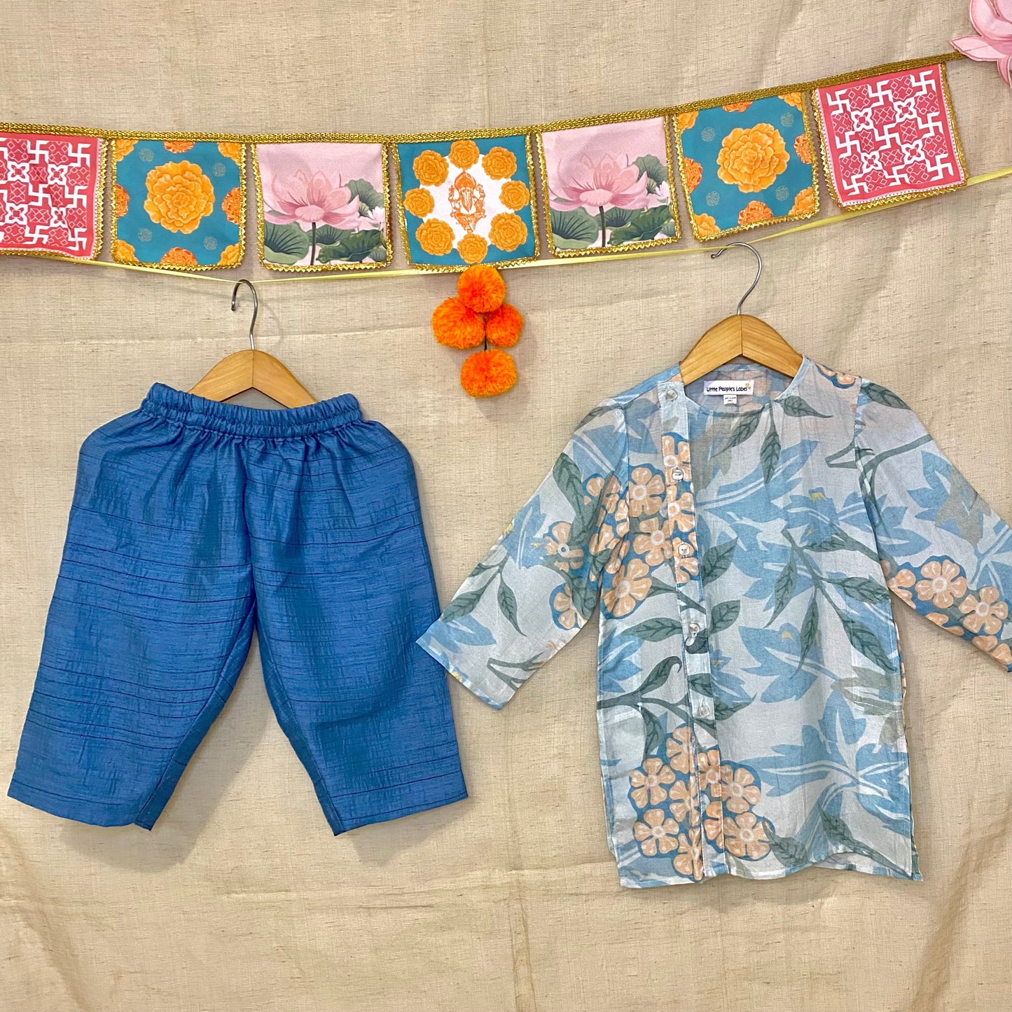 Aqua Floral Kurta Pajama