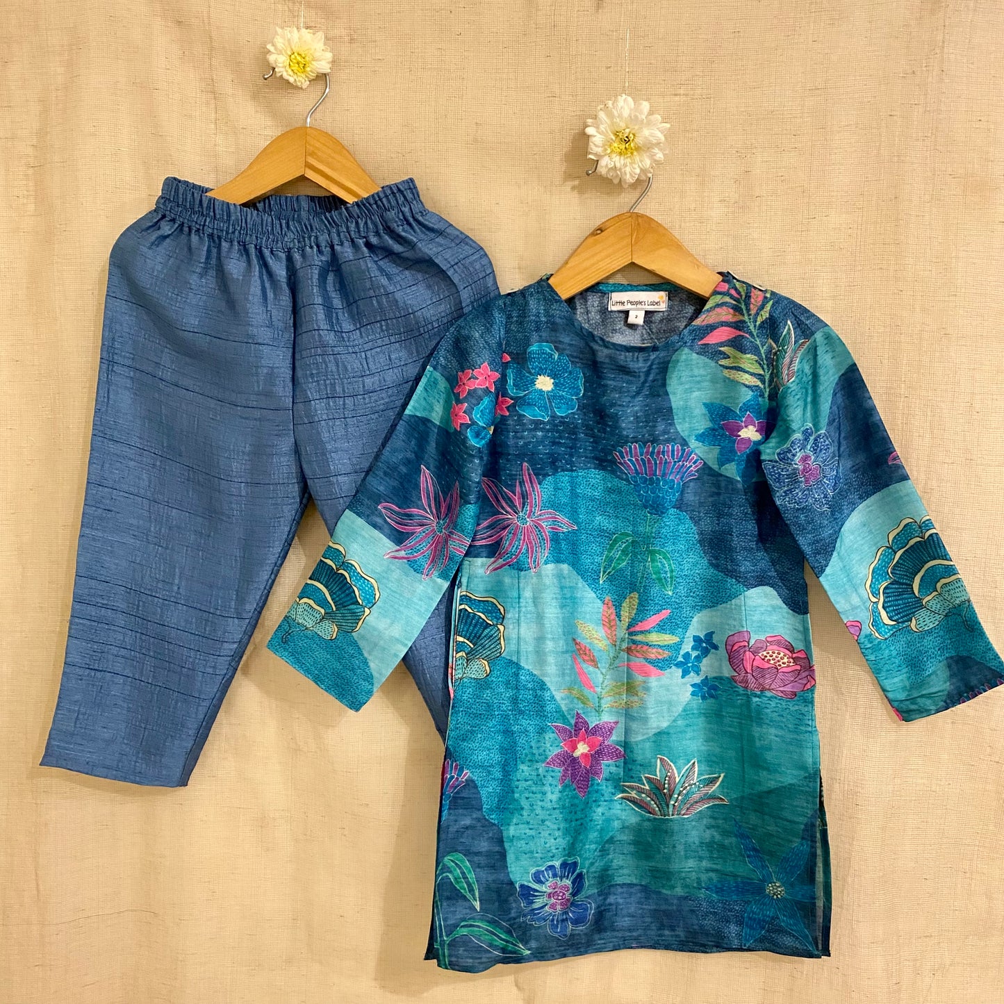Turquoise Cotton Silk Kurta Set