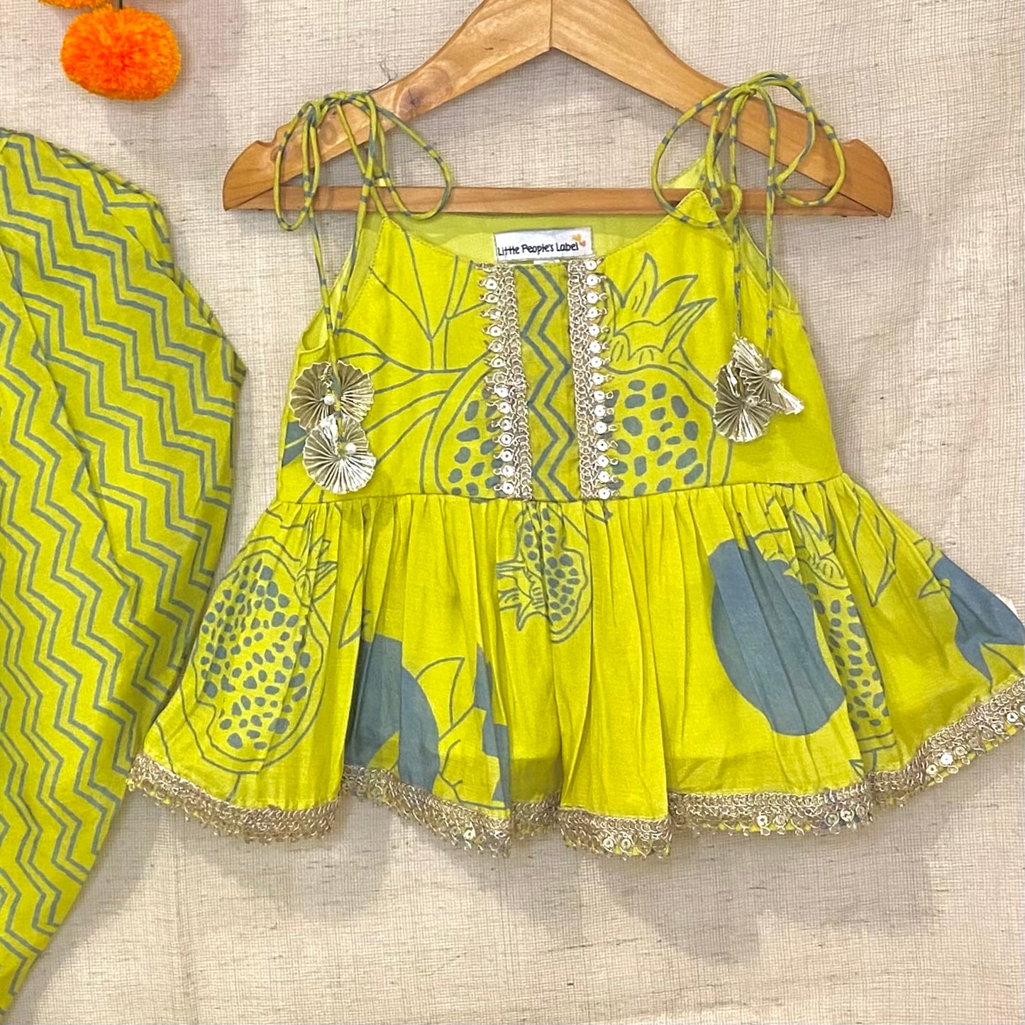 Lime Dhoti Set