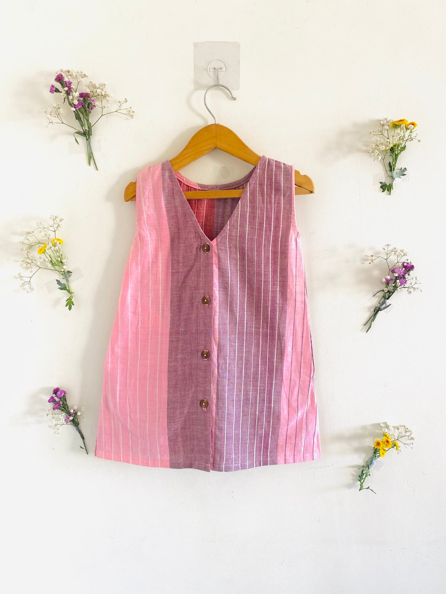 Handloom Cotton Striped A-line dress
