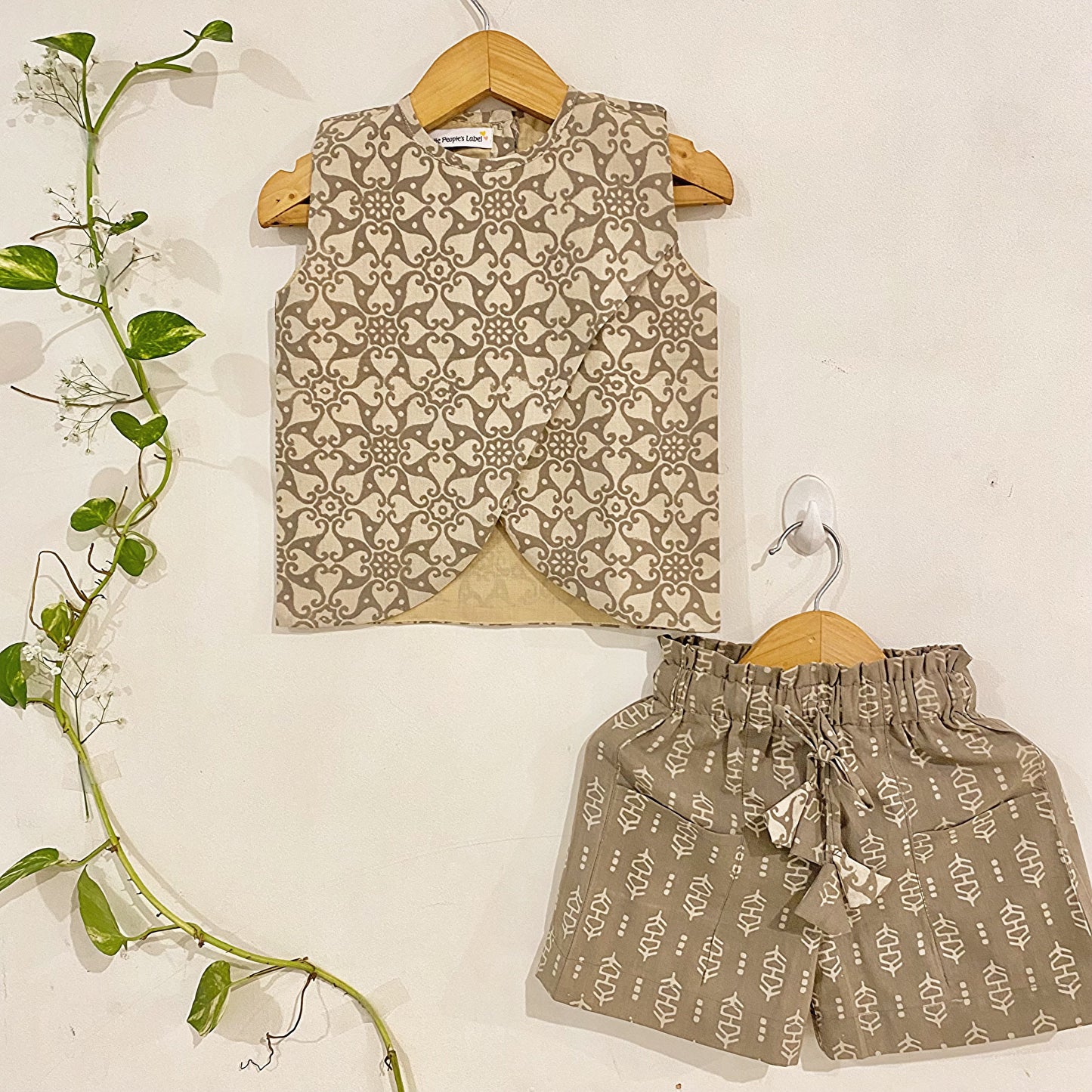 Overlap top & paperbag shorts coord set