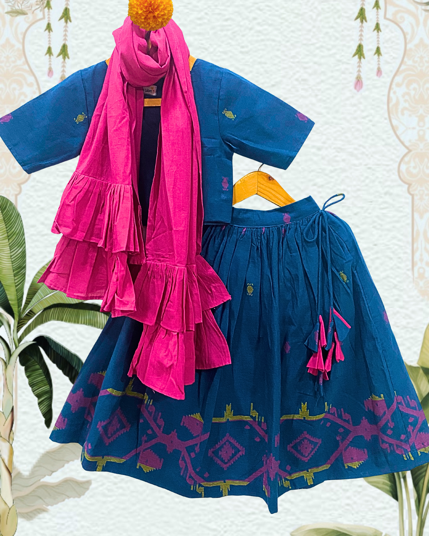 Midnight Blue Jacquard Weave Lehenga
