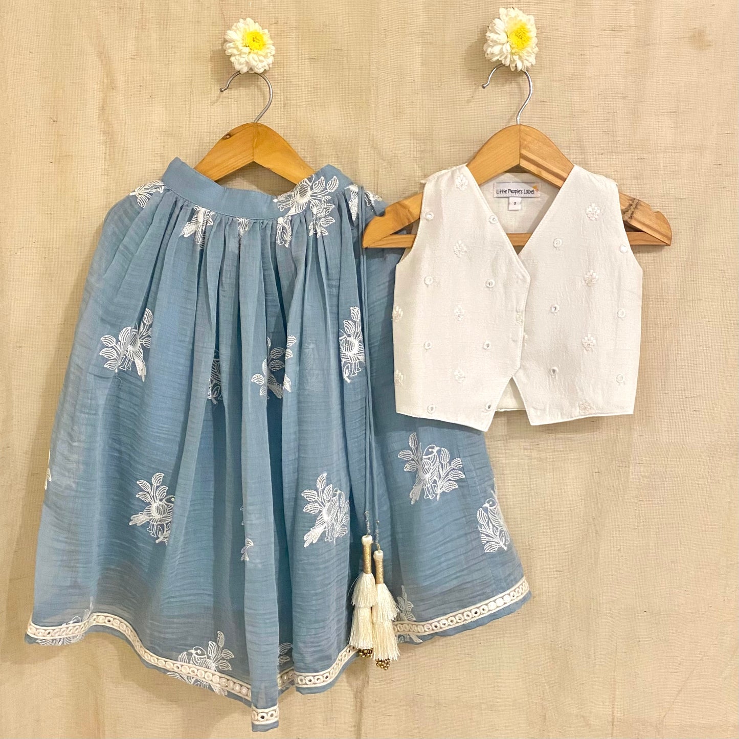Embroidered Lehenga Set with Mirror Work vest
