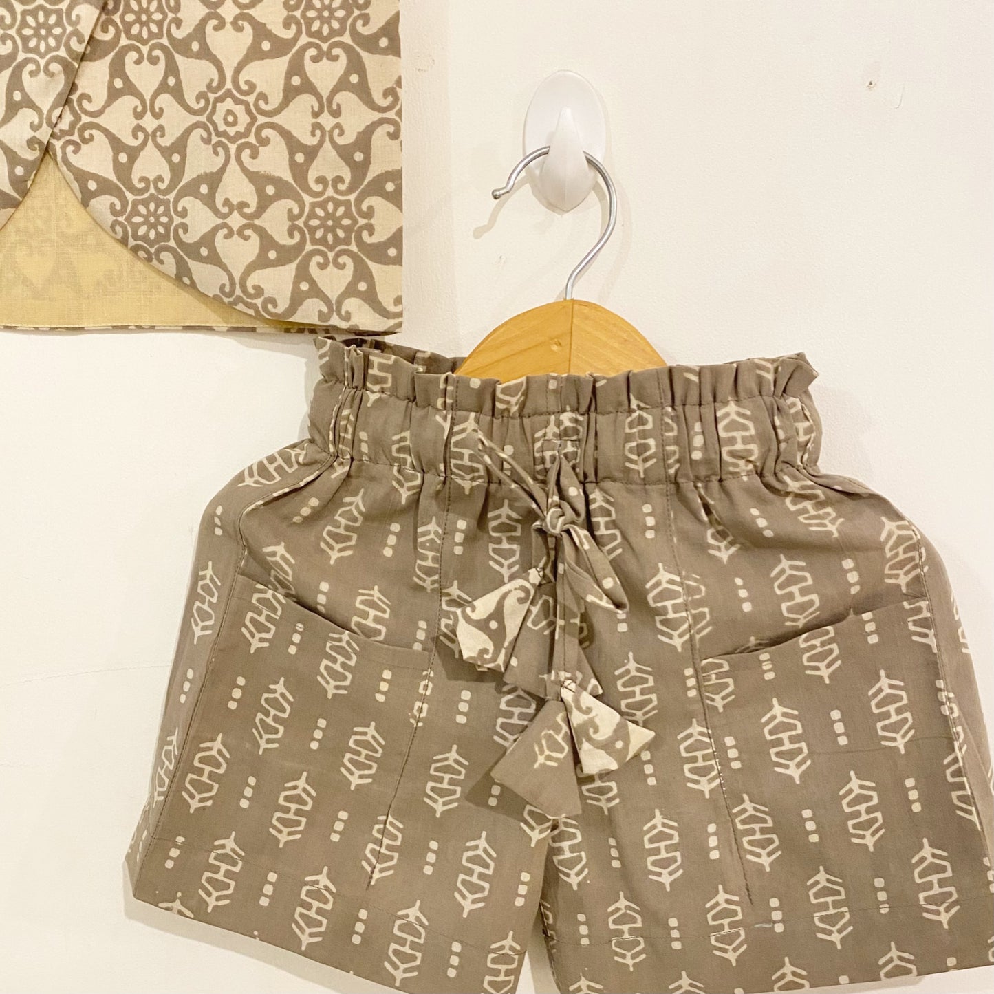 Overlap top & paperbag shorts coord set