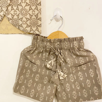 Overlap top & paperbag shorts coord set