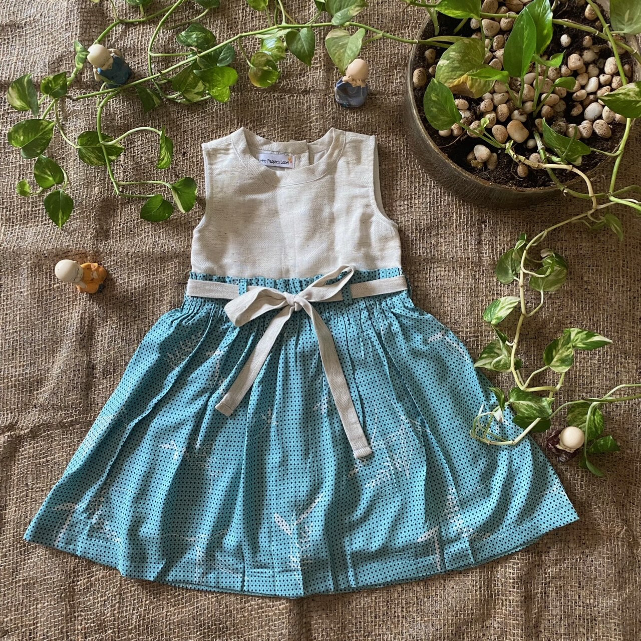 TEAL PAPERBAG WAIST DRESS