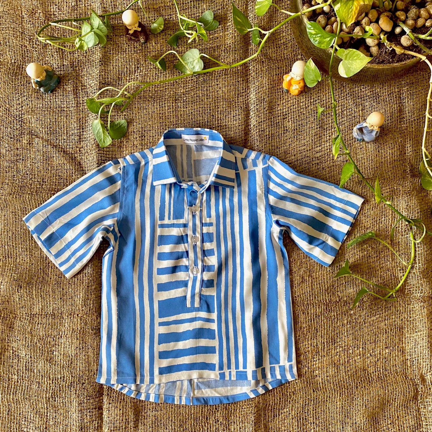 BLUE & WHITE PRINTED SUMMER SHIRT