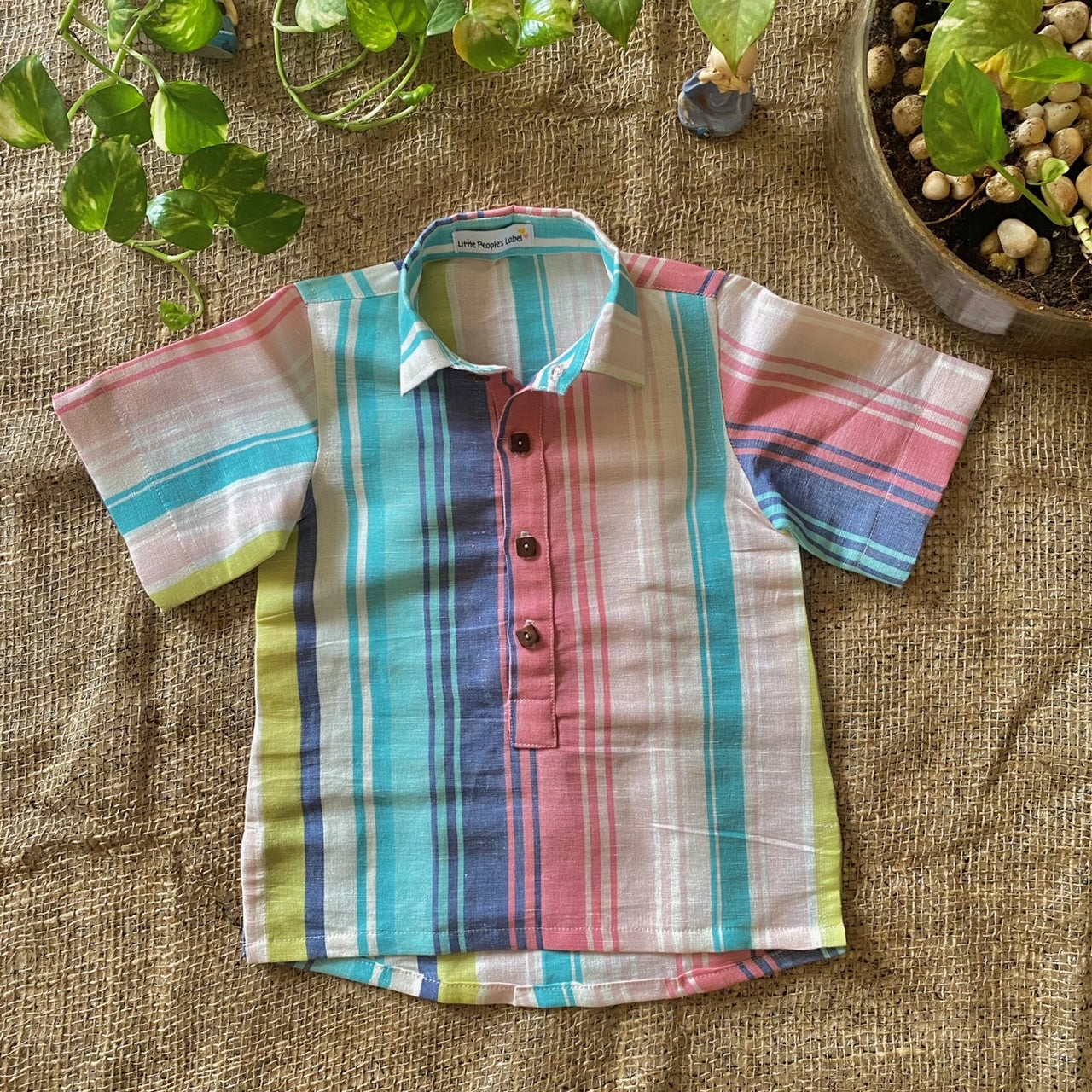 CANDY STRIPED LINEN KURTA