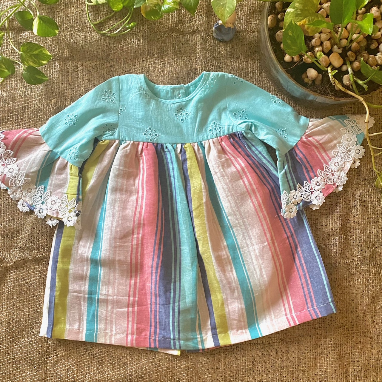 AQUA CANDY STRIPED DRESS