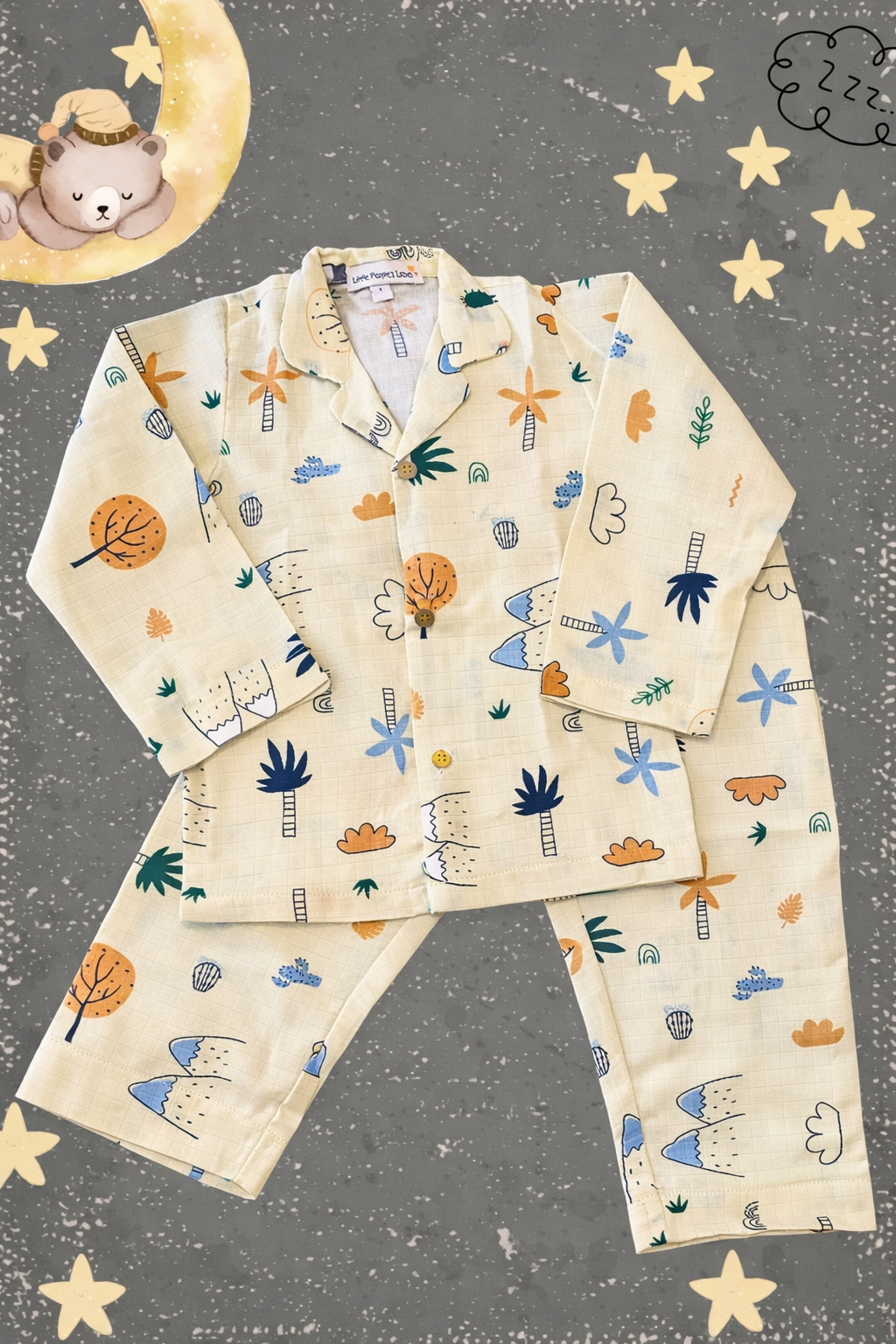 Autumn Trails and Icy Peaks Pajama Set (Butter Yellow)