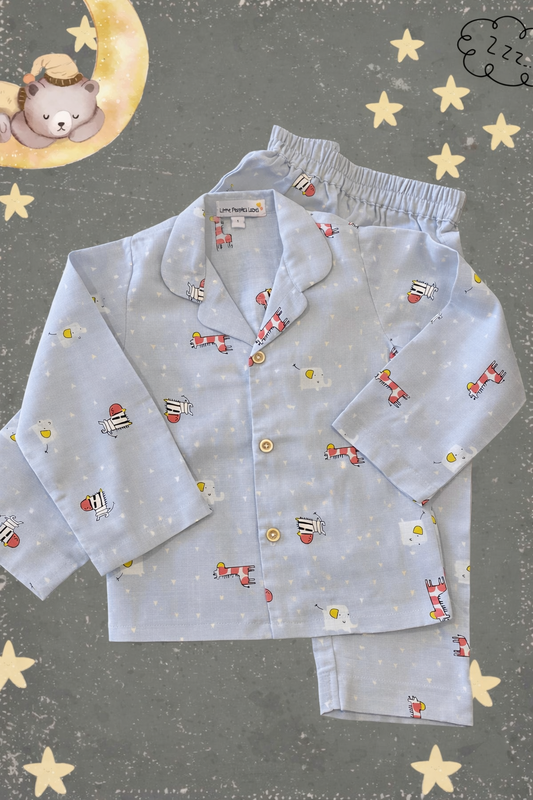 Stargazing Giraffes & Zebras Pajama Set (Grey)