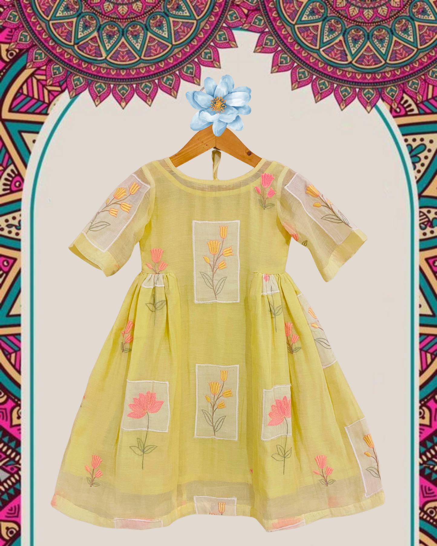 Sitara Chanderi Appliqué Dress