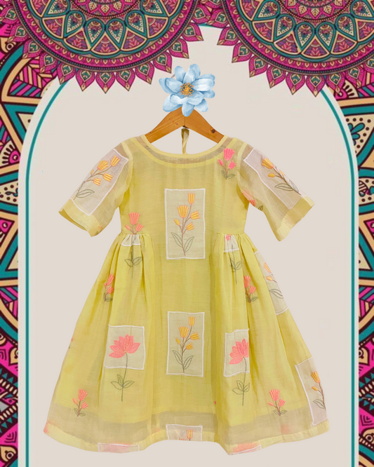 Sitara Chanderi Appliqué Dress