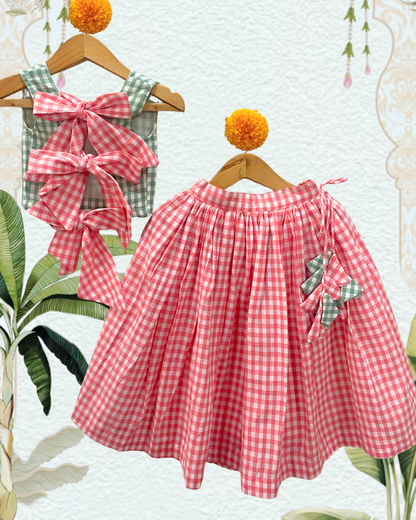 Checked Back-Bow Lehenga
