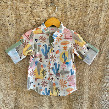 WATERCOLOR CACTUS PRINT SHIRT